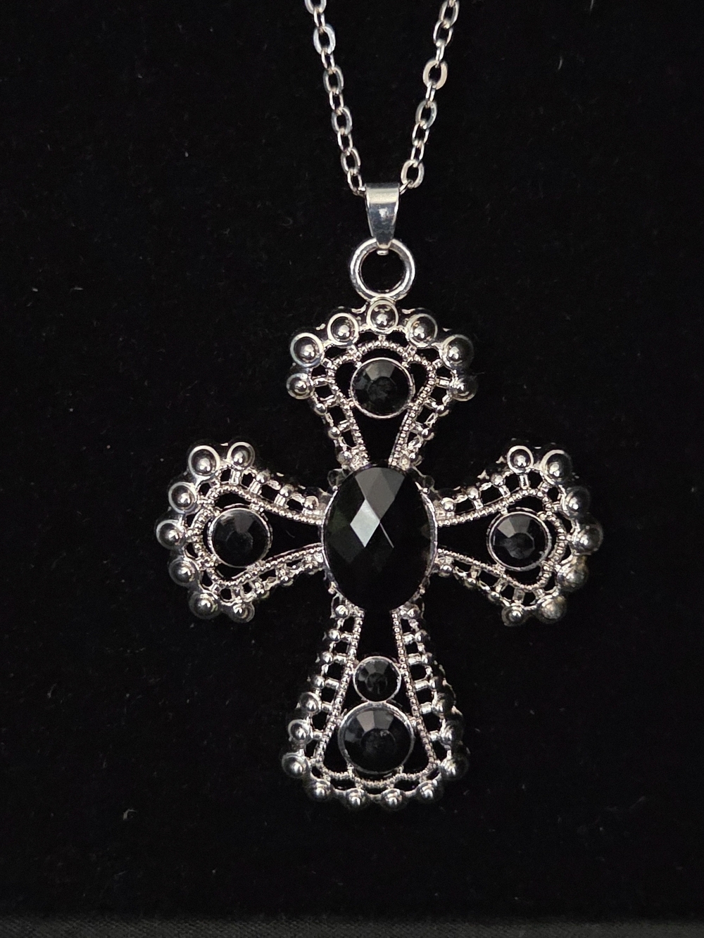 Paparazzi Cross Pendant 26" Necklace with Black Gemstone - Picture 2 of 2